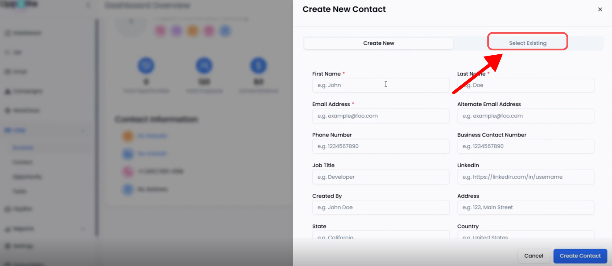 Existing Contact