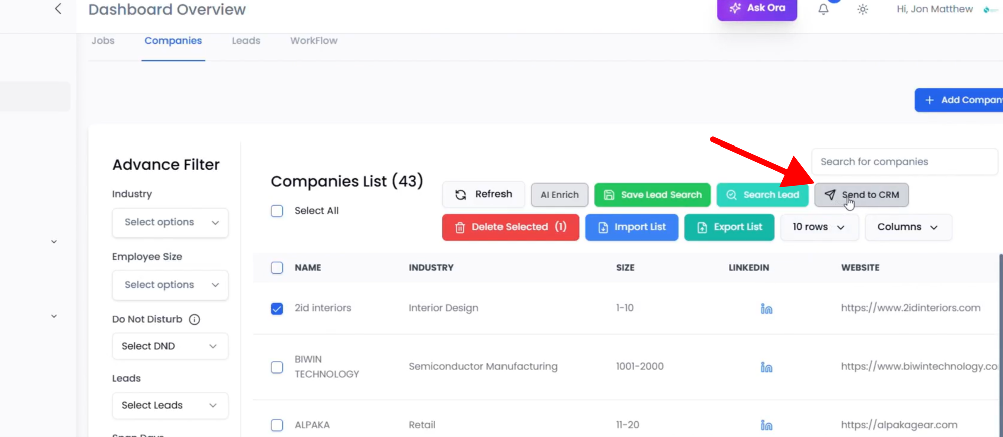 CRM button 