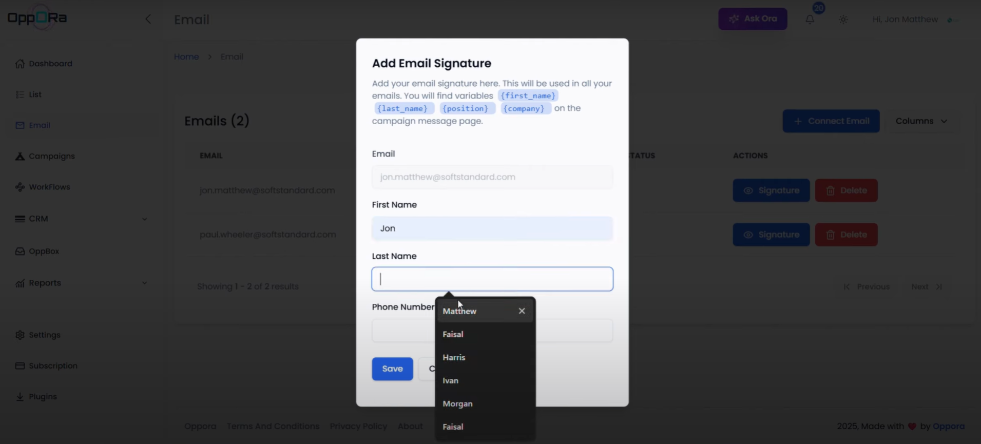  Signature Settings
