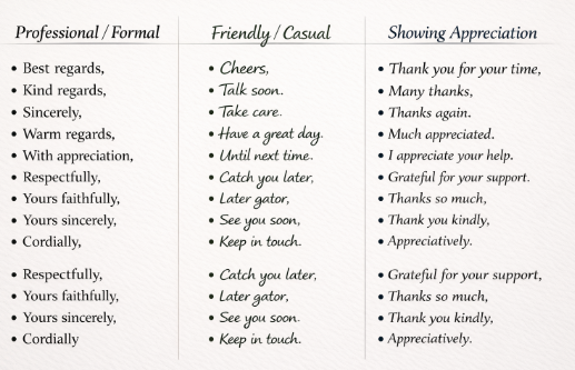 email closing lines example
