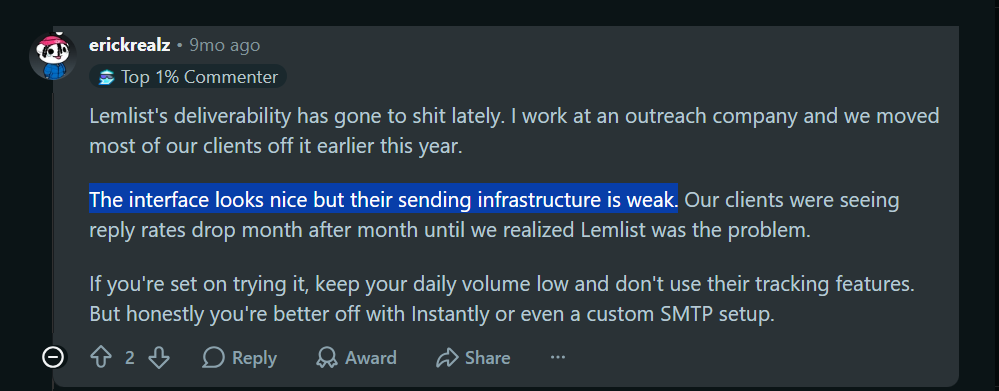 lemlist complains