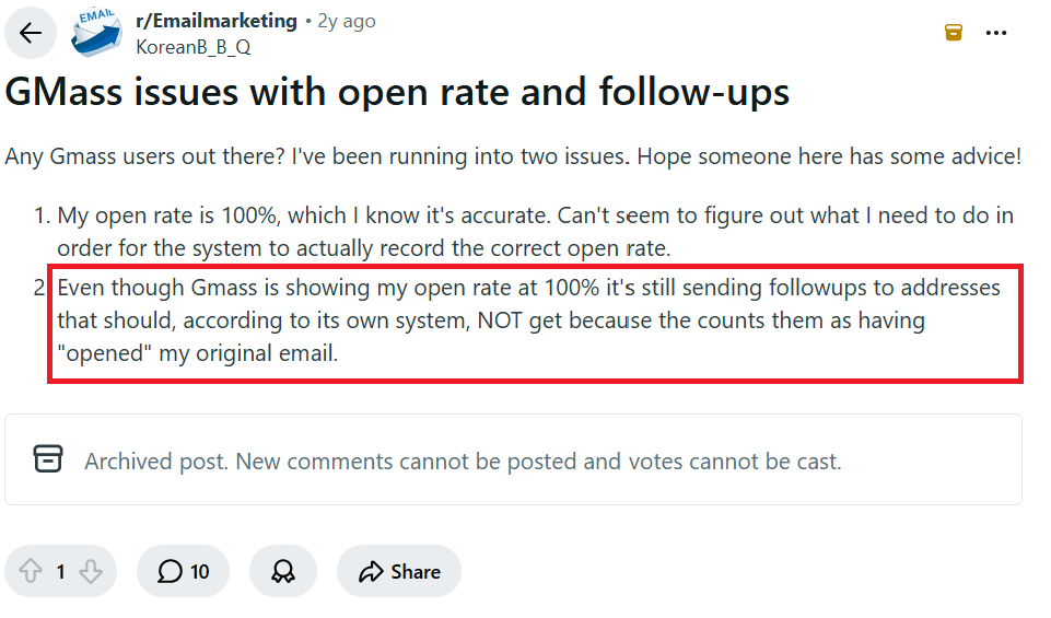 Alt Text: Reddit Gmass Comment