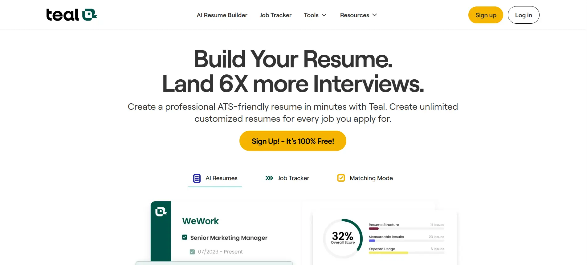 6. Teal — analyze your resume against any job posting